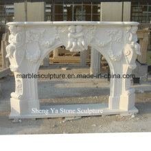 Escultura de pedra branca mármore lareira (SY-MF004)
